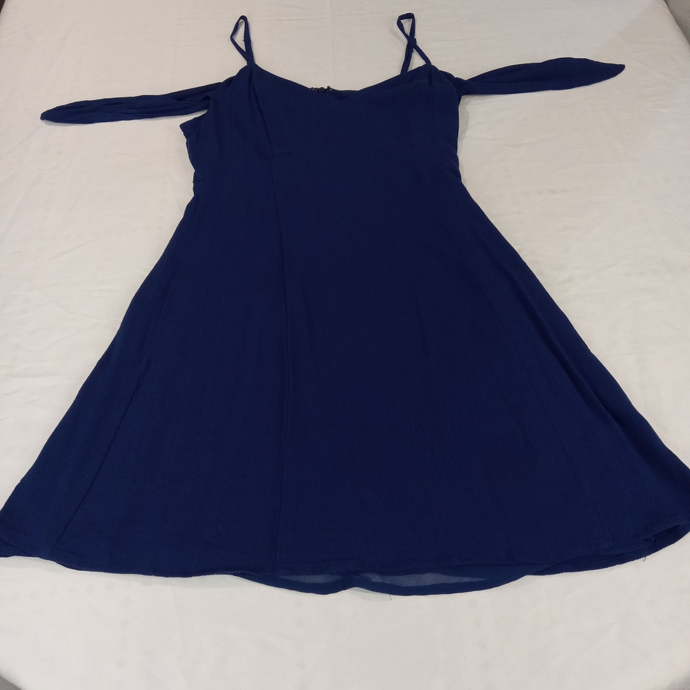 ASTR the Label Sweetheart Mini Dress Tie Shoulder Blue Size Small